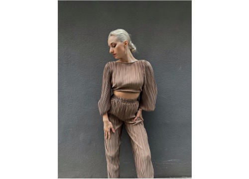 Плиссированный топ бежевый / Pleated Crop Top Beige